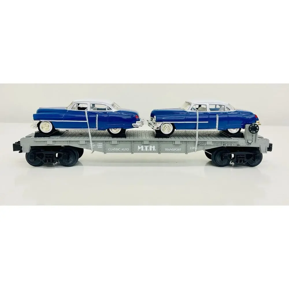 MTH Lines Semi Scale Flat Car w/ Ertl '52 Cadillacs RK-7607L New